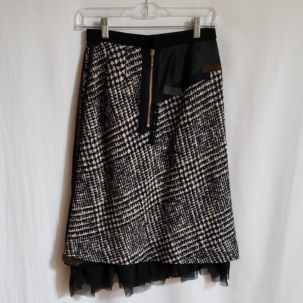 Kolor - Mixed Media Black, Brown, Tan, Blue Lined Skirt. Size 1 - Picture 2 of 14